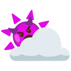 Sonne hinter Wolke + wütendes Gesicht mit Hörnern