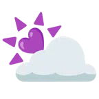 Sonne hinter Wolke + lila Herz