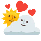 Sonne hinter Wolke + kreisende Herzen