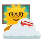 Sonne hinter Wolke + Bücherstapel