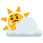 Sonne hinter Wolke + nachdenkendes Gesicht