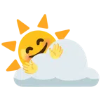 Sonne hinter Wolke + Gesicht mit umarmenden Händen