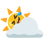 Sonne hinter Wolke + sich vor Lachen auf dem Boden wälzen