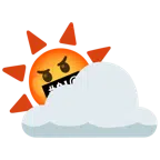 Sonne hinter Wolke + Gesicht mit Symbolen über dem Mund