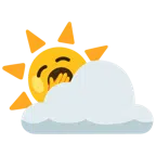 Sonne hinter Wolke + gähnendes Gesicht