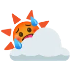 Sonne hinter Wolke + schwitzendes Gesicht