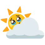 Sonne hinter Wolke + Gesicht, das Tränen zurückhält