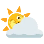 Sonne hinter Wolke + Gesicht mit durch die Finger linsendem Auge