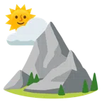 Sonne hinter Wolke + Berg