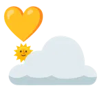 Sonne hinter Wolke + Herz als Ausrufezeichen