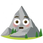 Berg + errötetes Gesicht mit großen Augen
