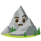 Berg + Gesicht mit hochgezogenen Augenbrauen