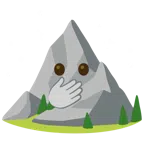 Berg + Gesicht mit offenen Augen und Hand über dem Mund