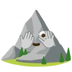 Berg + Gesicht mit durch die Finger linsendem Auge