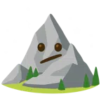 Berg + Gesicht mit schrägem Mund