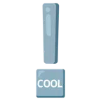 rotes Ausrufezeichen + Wort „Cool“ in blauem Quadrat