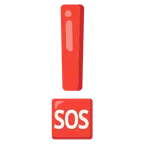 rotes Ausrufezeichen + SOS-Zeichen