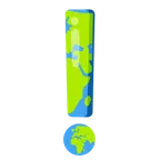 rotes Ausrufezeichen + Globus mit Europa und Afrika