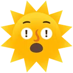 rotes Ausrufezeichen + Sonne mit Gesicht