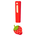 rotes Ausrufezeichen + Erdbeere