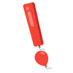 rotes Ausrufezeichen + Luftballon