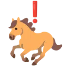 rotes Ausrufezeichen + Pferd