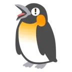 rotes Ausrufezeichen + Pinguin