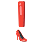rotes Ausrufezeichen + Stöckelschuh