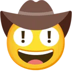 rotes Ausrufezeichen + Gesicht mit Cowboyhut