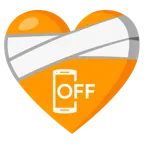 corazón vendado + teléfono móvil apagado