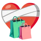 corazón vendado + bolsas de compras
