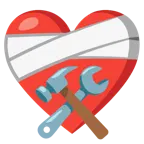 corazón vendado + martillo y llave inglesa
