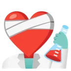 corazón vendado + tubo de ensayo