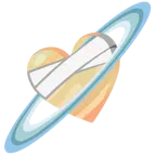 corazón vendado + planeta con anillos