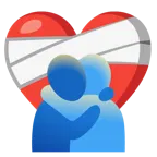 corazón vendado + personas abrazándose