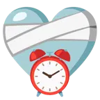 corazón vendado + reloj despertador