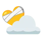 corazón vendado + sol detrás de una nube