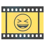 pellicola cinematografica + sorriso a bocca aperta con occhi chiusi