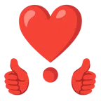 pulgar hacia arriba + exclamación de corazón