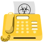 fax + simbolo del rischio biologico