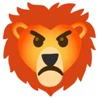 enraged face + lion