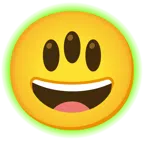 radioactive + grinning face with big eyes