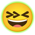 radioactive + grinning squinting face