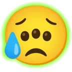 radioactive + sad but relieved face