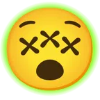 radioactive + face with crossed-out eyes