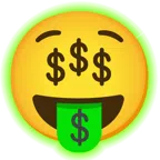 radioactive + money-mouth face