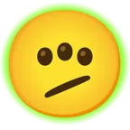 radioactive + face with diagonal mouth
