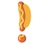 rotes Ausrufezeichen + Hotdog