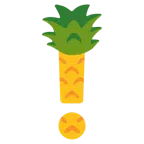 rotes Ausrufezeichen + Ananas