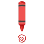 rotes Ausrufezeichen + Wachsmalstift